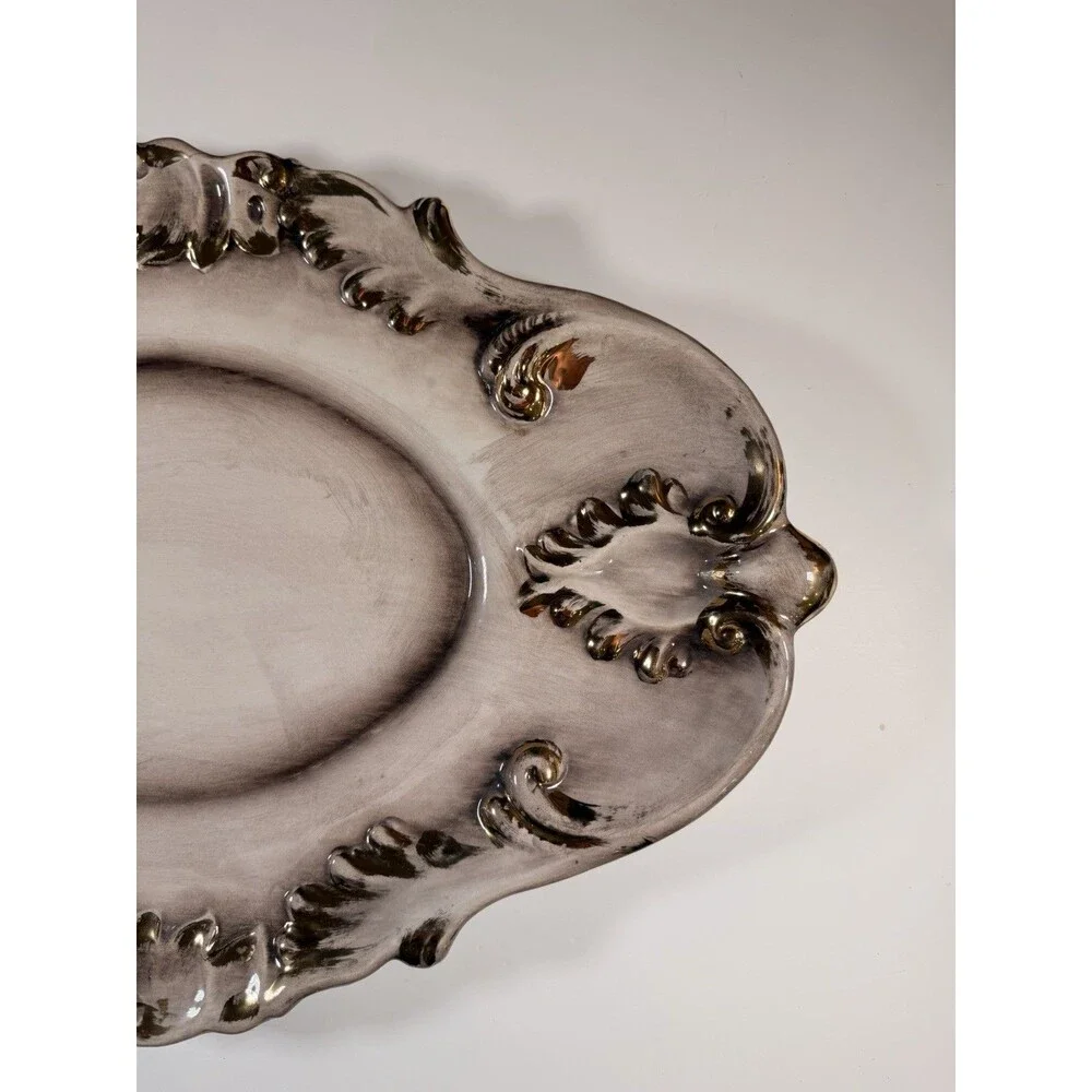 Capodimonte serving platter Hand Painted With Real Gold Accents Rococo Style VTG
